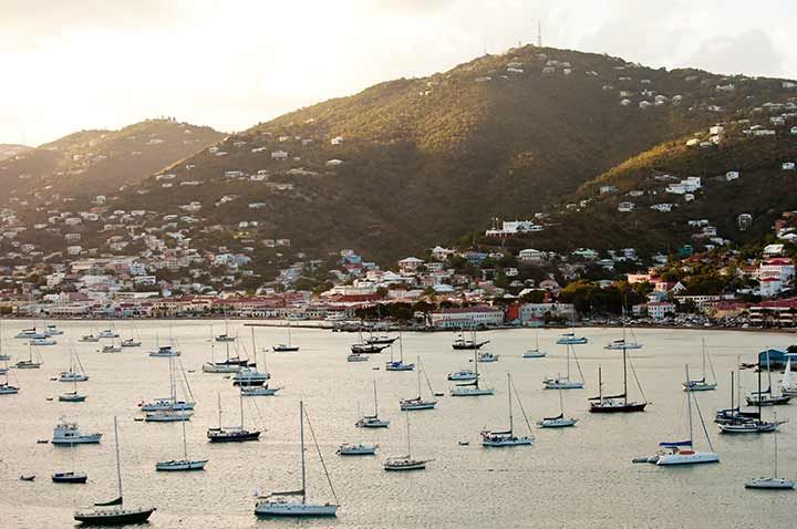 Boats moored off St. Thomas, USVI